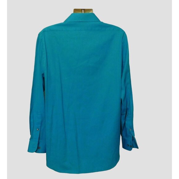 Van Heusen Shirt Mens L16.5 34/35 Turquoise Flex Collar Long Sleeve Wrinkle-Free - Picture 3 of 7